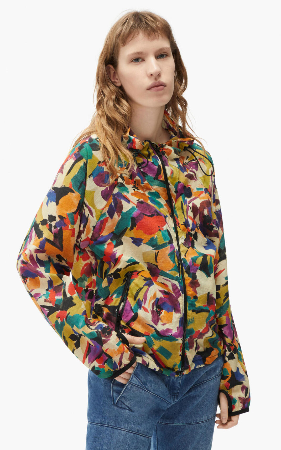 Kenzo Archive Floral Vindjakke Dame - Olivengrøn DK-745736